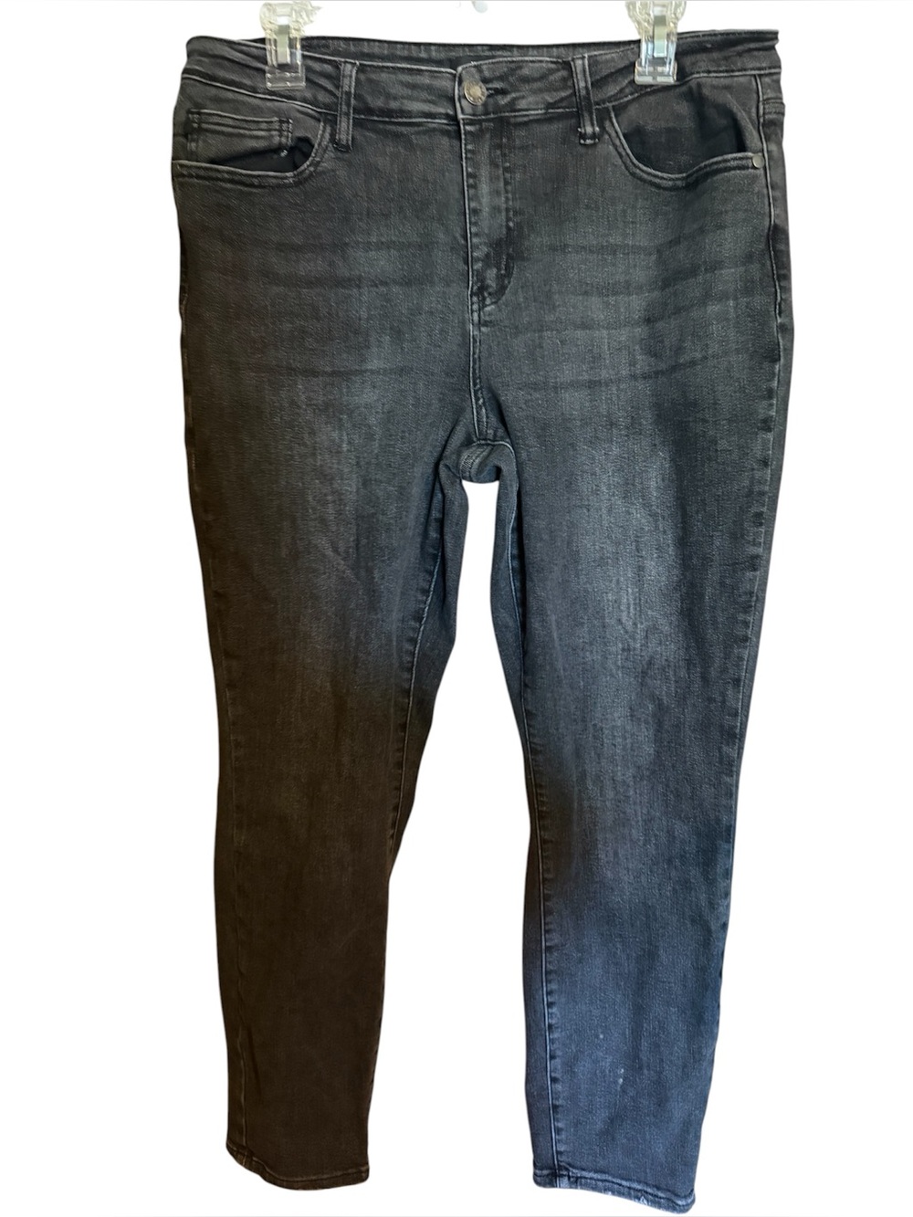 Judy blue dark charcoal grey wash distressed Jeans ladies 15 32 boyfriend fit
